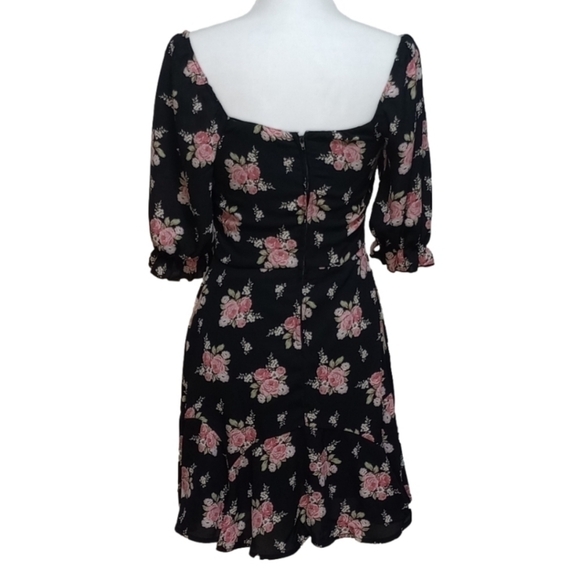 Black Ruffled Midi w/ Light Pink Roses - Picture 3 of 4